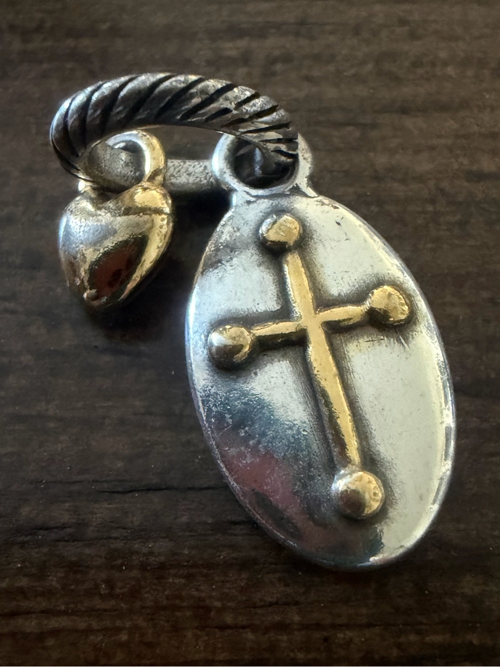 Brighton Jewelry CROSS FAITH CZ HEART Charm Pendant RETIRED Collectors